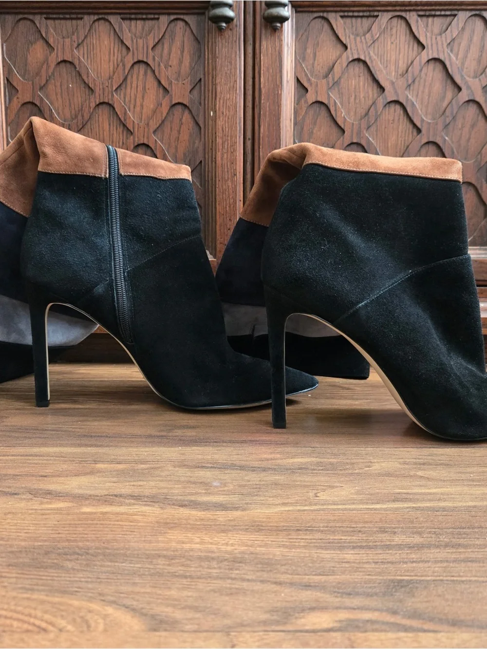 Nine West Women’s Colorblock Suede Knee-High Boots - Black, Brown, Navy, Gray